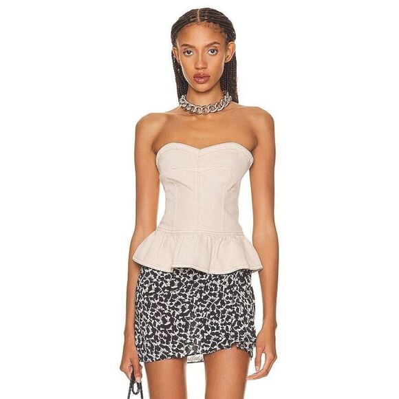 Isabel Marant Etoile Solizinia strapless denim peplum top - Picture 1 of 15